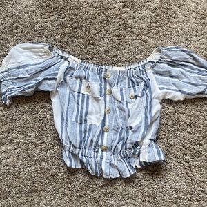 Blue and White Striped Crop Top from American Eagle. Size XS.